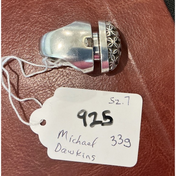 Michael Dawkins Sterling Silver Dome Ring Floral Design Size 7‎ - Picture 2 of 10